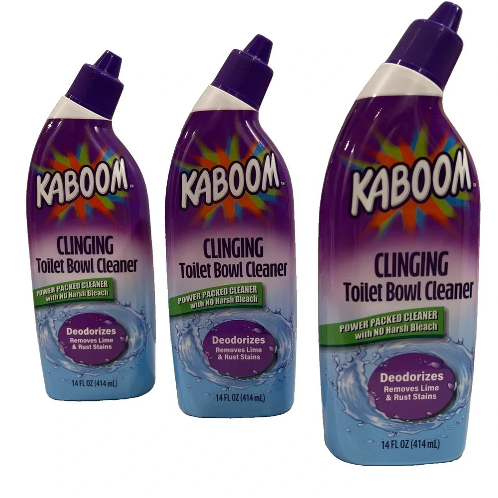 3 x Kaboom Clinging Toilet Bowl Cleaner Foaming Remove Rust & Lime Stains